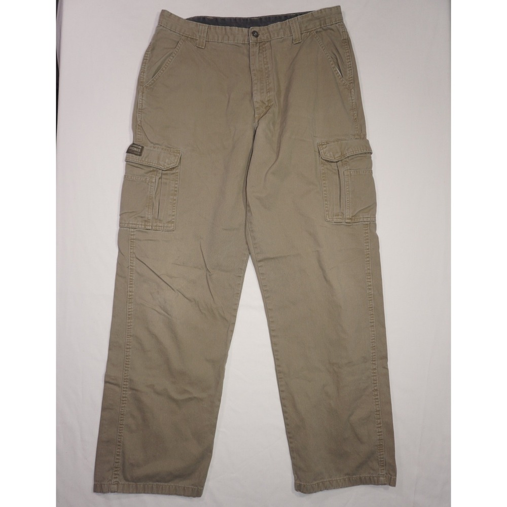 Wrangler 36x34 Khaki Cotton Cargo Pants Outdoor Utility Everyday Wear